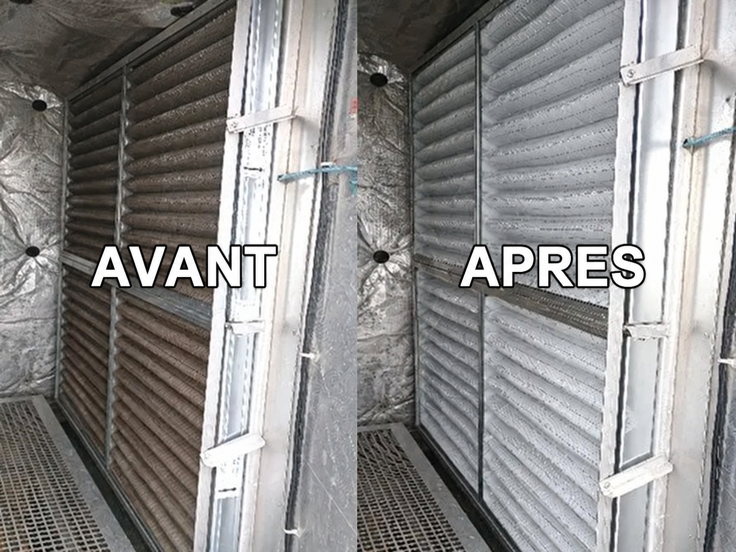Filtres d'une centrale de traitement d'air après intervention